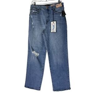 NWT BCBG Skater Straight Blue High Waisted Cotton Denim Jeans Pants Size 13/31